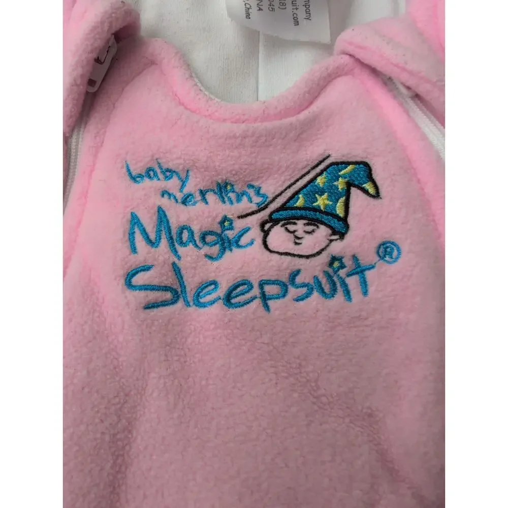 Baby Merlins Magic Sleepsuit Microfleece 3-6 months Pink Small Swaddle Sleep